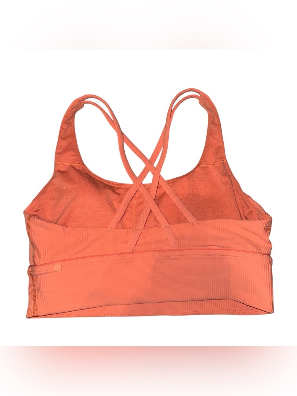 LULULEMON Energy Longline Bra Ribbed Luxtreme Coral/ Orange Size 10 - Picture 7 of 13